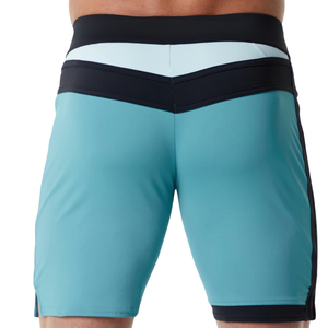 Shorts de bain pour homme Aqua Blue Black Board, séchage rapide, cordon de serrage, pour surf, natation, plage, vêtements de sport aquatiques performants - Product Image 2