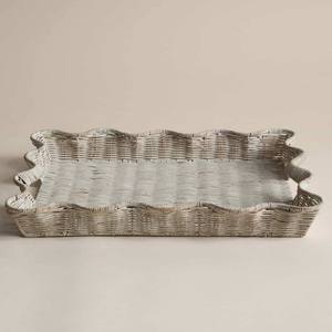 Bandeja rectangular artesanal de ratán a precio mayorista de proveedor seleccionado para exhibición en el vestíbulo de hoteles y decoración de interiores. - Product Image 1