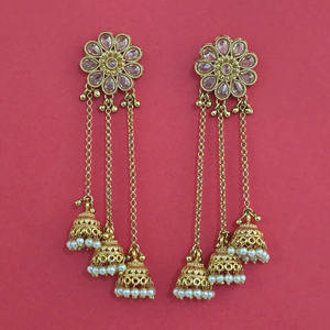 Achetez des Jhumki cachemiriens faits à la main de qualité export avec placage or mat 231926 - Product Image 2