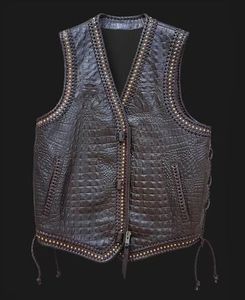 Chaleco de Cuero para Motociclistas con Estampado de Caimán, para Hombre, con Espacio Oculto para Armas - Product Image 1