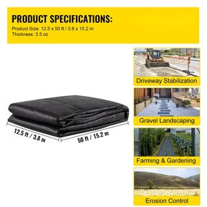 Tessuto Geotessile Resistente 12.5 x 50 piedi 3.5oz in PET Intrecciato, Resistenza alla Trazione 600 libbre, Sottostrato per Drenaggio Vialetti 3.5oz - Product Image 6