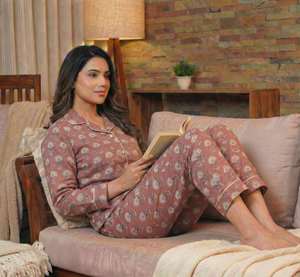 Conjunto de Pijama Tejido de Verano para Mujer, Bordado a Máquina, Estampado a Mano, Ropa de Dormir de Algodón, Suave, Transpirable, Térmica - Product Image 3