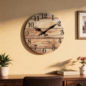 Rustic Wood Grain <b>Wall</b> <b>Clock</b> – Silent Farmhouse Decor, <b>Vintage</b> Style Living Room Art - Product Image 3
