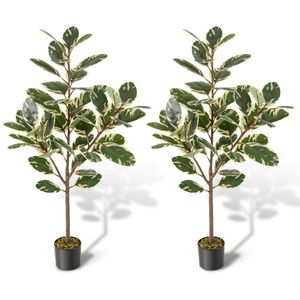 Lot de 2 arbres artificiels oiseaux de paradis de 1,3 m de haut, fausses feuilles de bananier avec détails réalistes, décoration intérieure/extérieure - Product Image 1