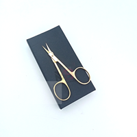 Ciseaux à cuticules professionnels plaqués or 24 carats, en acier inoxydable, logo personnalisé, courbés pour droitiers, durables et confortables