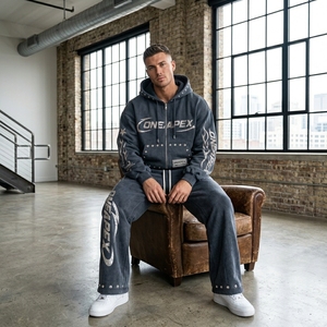 Conjunto Deportivo Premium para Hombre, Sudadera con Pedrería ONEAPEX Personalizada, Ropa Deportiva de Lujo, Conjunto a Juego, Venta al Por Mayor - Product Image 6