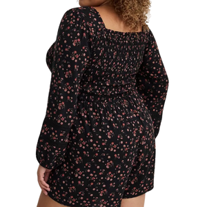 Mono Corto sin Tirantes con Estampado Floral de Talla Grande, Manga Corta, Cintura Ajustable con Lazo, Tejido Transpirable, Elástico y Suave para Mujer - Product Image 6