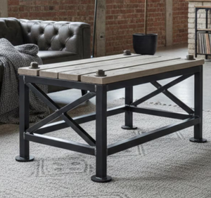 High Quality Coffee <b>Table</b> Metal Wooden Top Metal Iron Garden <b>Console</b> <b>Table</b> Centre <b>Table</b> Elegant for Home Decor - Product Image 6