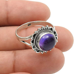 Natural Round Shape Amethyst Gemstone <b>Ring</b> <b>Crafted</b> From 925 Sterling Silver Handmade Bohemian <b>Rings</b> Bulk Wholesale Lot Jewelry - Product Image 2
