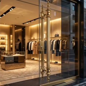 Manija de Puerta de Latón Sólido de Lujo Aureum Column |   Manija de Entrada Moderna con Diseño de Columna Acanalada, Resistente, para Hotel |   Premium - Product Image 5