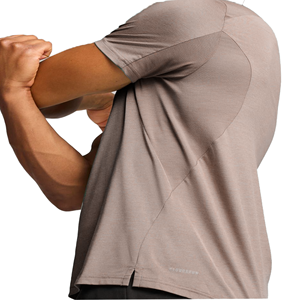 T-shirt de sport pour homme, vert, manches courtes, col rond, anti-transpiration, coupe ajustée, color-block, toutes saisons - Product Image 2