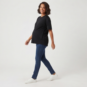 T-shirt d'allaitement pour femme 100 % coton, écologique, respirant, coupe ample, été, maternité - Product Image 3