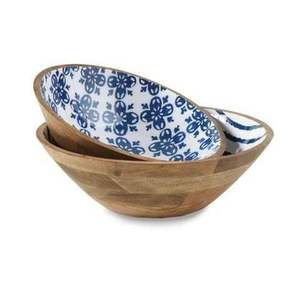 Bol de service islamique en bois de manguier, bol en bois imprimé émaillé, article cadeau pour le Ramadan - Product Image 3