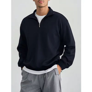 Novedad: Sudadera con capucha y cremallera de 1/4 para hombre, 100% algodón polar, lisa, para deporte, trabajo y ocio. - Product Image 1