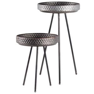 Table d'appoint en métal de style industriel, design moderne et actuel, pour salon - TABLE À ONGLETS / TABLE DE BUTLER / TABLE GALVANISÉE - Product Image 1