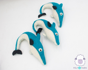 Felt & Yarn Wool Felt Stitched <b>Dolphin</b> Handmade <b>Toy</b> for Child Under the Sea Theme - Product Image 2