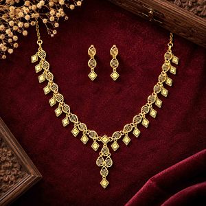 Ensemble de bijoux de mode en gros au design traditionnel, plaqué or micron 14K 18K 24K, style turc, style Dubaï, ensemble de colliers de mariage - Product Image 3