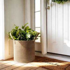 Natural Rattan Woven Bucket Storage Basket With Two Handles Open Top Durable Handmade For Daily Use 3L And Above Capacity - Product Image 5
