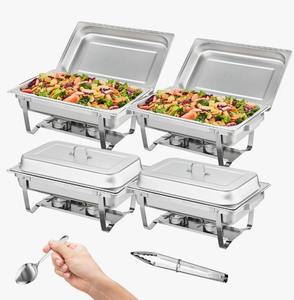 Elegant Stainless Steel Rectangular Chafer 8 Qt <b>Food</b> Warmer Serving Dish for Restaurant Banquet Use - Product Image 4