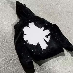 Ensemble de survêtement noir à capuche pour femme, coupe ample, manches longues, sweat-shirt décontracté à fermeture éclair et pantalon avec détails en strass - Product Image 2
