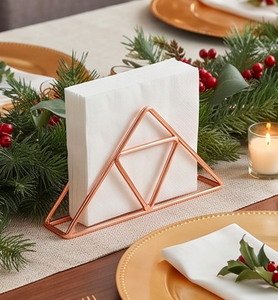 Portarrollos de Metal Moderno con Diseño Geométrico Triangular, Acabado en Oro Rosa, Soporte para Servilletas Independiente para Decoración del Hogar - Product Image 5