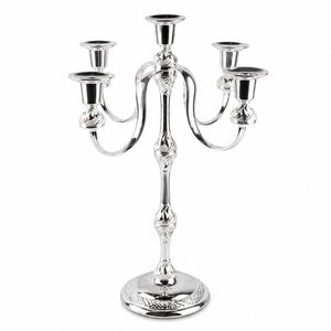 High Quality Bulk <b>Silver</b> Metal <b>Candlestick</b> Stand Electroplated 5 Arm Candelabra Tabletop Hotel Home Decoration Candle Holders - Product Image 1