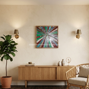 DIVADI Mosaico de Pared Decorativo Náutico de Madera Reciclada Hecho a Mano, Forma Cuadrada, 5cm de Grosor, Pequeño Sol - Product Image 6