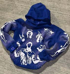 เสื้อฮู้ดดี้ทรงโอเวอร์ไซส์ ผ้าฝ้าย 100% สำหรับฤดูใบไม้ร่วง แบบย้อมสีพื้น ปักลายและประดับตกแต่ง ขายส่ง - Product Image 4