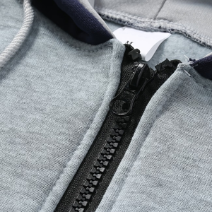 Sudadera con Capucha para Hombre, Más Vendida, con Cierre, 100% Algodón, Manga Raglán, Color Sólido, Informal, para Otoño, Gris, Azul Marino, Felpa Francesa, Corte Regular - Product Image 4