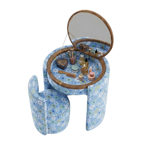 Small Vanity Makeup <b>Table</b> Set Luxury Custom Bathroom Vanity Dresser Openable Mirror and Chair <b>Stool</b> Set Bedroom Bulk Supplier - Product Image 4