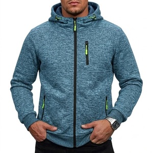 Men's Hooded Zip-Up Sweatshirt Solid Color Knitted Casual Autumn Wear Regular Fit Polyester Cotton Blend Breathable 2027 - Product Image 1