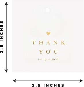 Étiquettes en papier doré, carrées, mates, personnalisées, pour vêtements, avec inscription « Merci » - Product Image 6