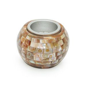 Bougeoir rond fait à la main en argent nacre encens pour la maison élégante eid ramadan - Product Image 1