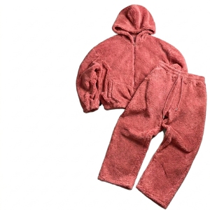 KIingSen OEM Custom Embroidery Breathable <b>Knitted</b> 360g Winter Men's Sherpa Fleece Zip-Up Hoodie Sweatpants Streetwear <b>Set</b> - Product Image 3