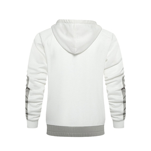 Ensemble de survêtement pour homme, couleur unie blanc-gris, avec sweat à capuche zippé et pantalon, style décontracté pour l'automne, manches longues, design uni, survêtements personnalisés - Product Image 5