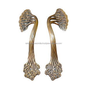 Par de manijas de puerta de latón de alta calidad de estilo clásico con acabado antiguo para todas las puertas de los hoteles de la Oficina de la casa - Product Image 2