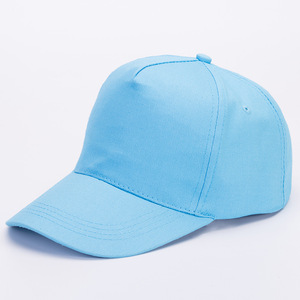 Light Blue Solid Color Baseball <b>Cap</b> <b>Men's</b> Casual Woven Fabric <b>Flat</b> Brim Hat - Product Image 1