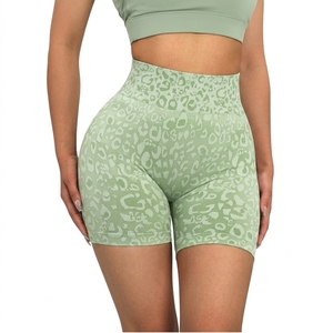 High Quality Women Custom Sublimation Printed Women <b>Athletic</b> Gym Shorts Leopard Print Breathable Quick Dry Fabric - Product Image 2