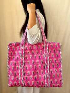 Sac fourre-tout matelassé en coton Kantha imprimé motif animal Tigre Vert Bleu, en stock, pour femme, sac à bandoulière de voyage - Product Image 6
