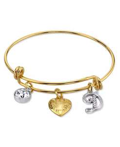 Brazalete de corazón bañado en oro 14K y cristal inicial | 2028 - Product Image 4