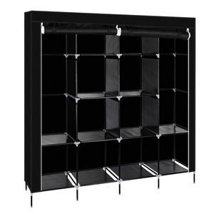 Armadio Portatile Nero da 170 cm con 12 Ripiani e 4 Tasche Laterali per la Conservazione dei Vestiti - Product Image 3
