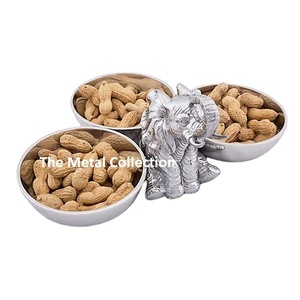 Ensemble de 3 bols élégants pour la maison, ustensiles de cuisine, hôtel finition argent métal élégant en forme d'éléphant, noix ensemble de bols de service - Product Image 1