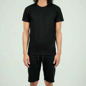 Ensemble d'été pour homme grande taille en tissu éponge uni, coupe ajustée, short en tissu éponge uni, vêtements d'extérieur, style hip-hop, 100% coton - Product Image 1