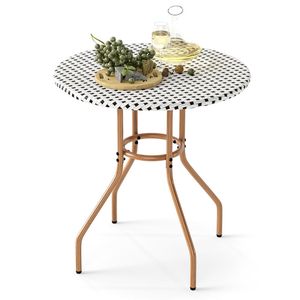 Tavolo da Bistrot da Esterno da 27,5 Pollici con Telaio in Metallo Resistente e Piedini Regolabili, Tavoli da Esterno Durevoli - Product Image 1