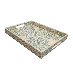 Plateau de service de luxe en nacre, fait main, incrusté de coquillages, plateau décoratif pour la maison, l'hôtel, le restaurant, pour le service et les cadeaux - Product Image 1