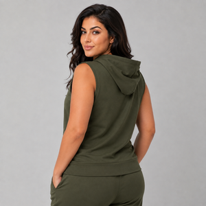 Hoodie sans manches pour femme, logo personnalisé, coton doux, molleton respirant, confortable, streetwear décontracté, hoodie sans manches pour femme - Product Image 5
