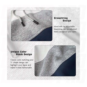 Mens Casual Pullover Hoodie Color Block Patchwork Sweatshirt Long Sleeve Fleece Hoodie with Pockets Comfortable Loose Fit - Product Image 6