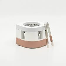 Quemador de Incienso Mubkhar de Madera Ecológico Hecho a Mano por FAIZA CRAFT con Rejilla Metálica y Envoltura de Cuero Beige para Bakhoor Árabe - Product Image 4