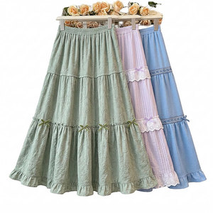 Falda Maxi con Volantes y Cordones para Mujer, Otoño 2026, Transpirable, Cintura Natural, Elegante, Malla 100% Poliéster Sostenible - Product Image 1