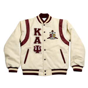 Chaqueta Universitaria de Lana Kappa Alpha Psi Krimson & Kream, Ropa de Fraternidad Griega con Estilo Universitario Clásico y Comodidad Premium - Product Image 4